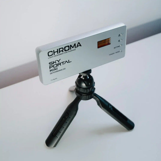 Chroma Sky Portal Mini device on a white surface with a gray background