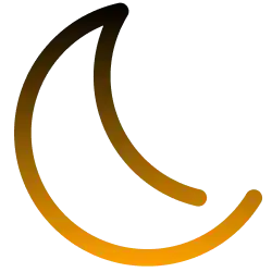 Gradient moon logo from black to orange on a white background