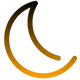 Gradient moon logo from black to orange on a white background