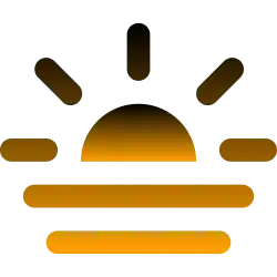 Simplified sun logo with a gradient from yellow to brown on a white background