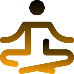 Gradient person meditating logo from black to orange on a transparent background