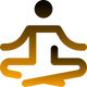 Gradient person meditating logo from black to orange on a transparent background