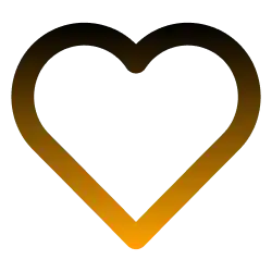 Gradient heart shape logo from black to orange on a transparent background
