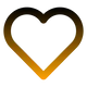 Gradient heart shape logo from black to orange on a transparent background