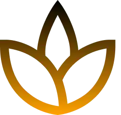 Gradient logo of a stylized leaf design with yellow and black colouring on a transparent background