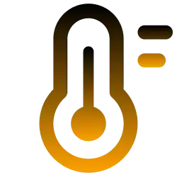 Gradient logo with a stylised temperature gauge of yellow and black colouring design on a white background