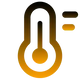 Gradient logo with a stylised temperature gauge of yellow and black colouring design on a white background