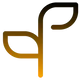 Gradient logo with orange and black colouring of a plant on aa transparent background