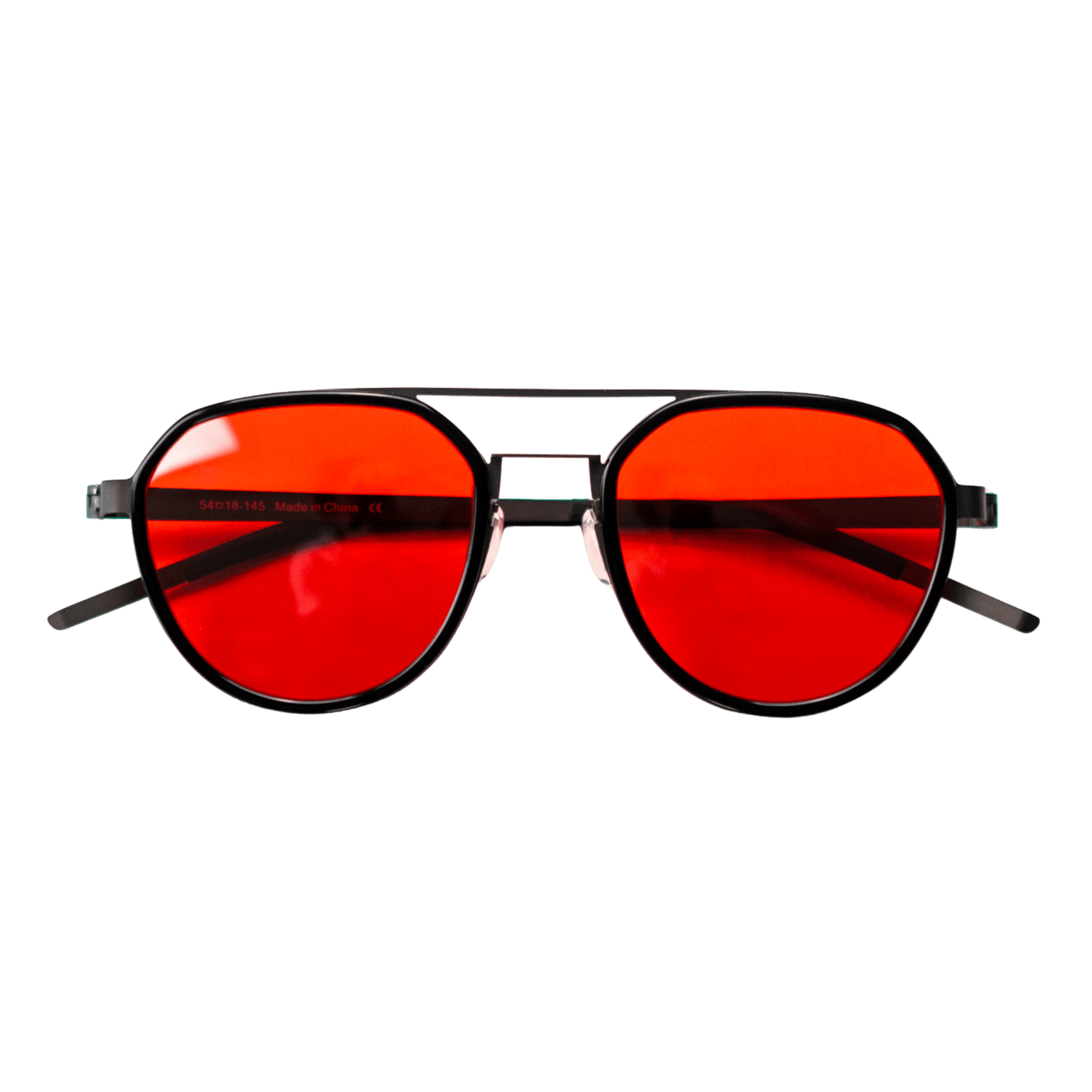 Chroma Nightshades with red lenses and black frames on a transparent background