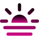 Gradient logo with a sun-like design on a black background