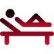 Red icon of a person lying on a bed with a gradient effect on a white background
