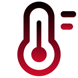 Logo with a red and black design on a white background
